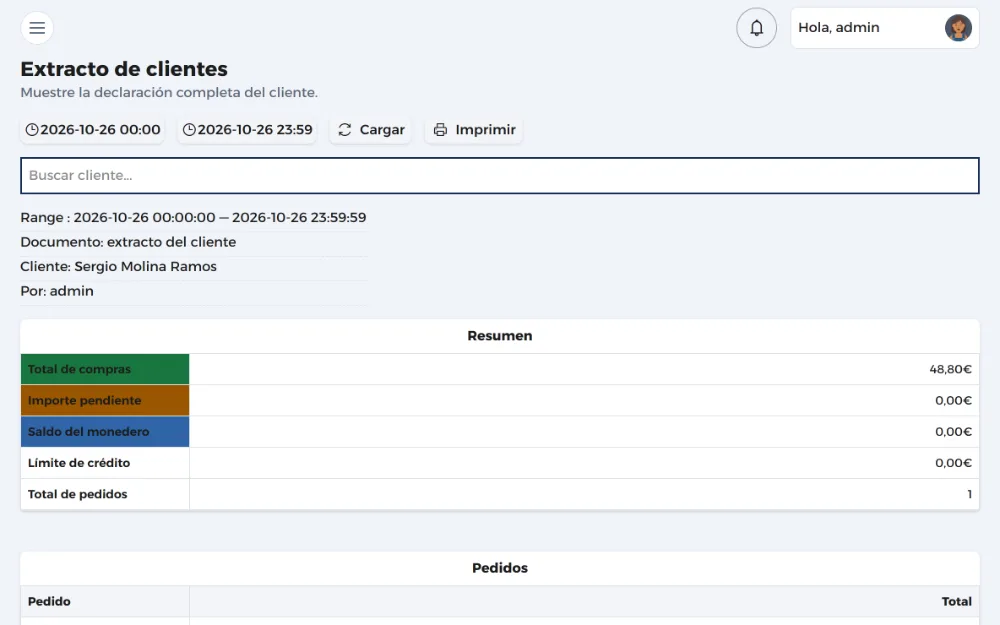 Antes: extracto del cliente